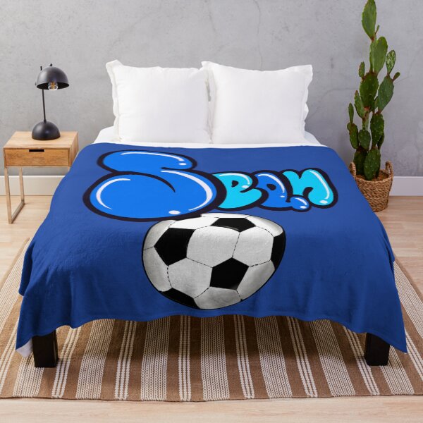 Item preview, Sean name in blue graffiti calligraphy Football soccer sports themed personalized gifts for boys and men named Sean designed and sold by Artonmytee.