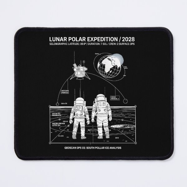 Item preview, moon mission - lunar south pole - 2028 moon landing - space patch - fictional mission - lunar exploration – selenology - space science - Orbital mechanics - Lunar site analysis designed and sold by JansenGS.