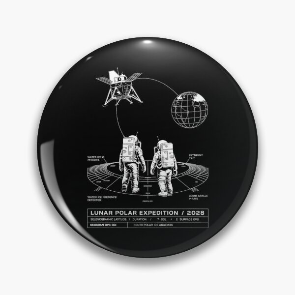 Item preview, moon mission - lunar south pole - 2028 moon landing - Space architecture - Extraterrestrial engineering - Lunar schematic - South Pole Moon mission - Mission patch aesthetic - Technical spacewear designed and sold by JansenGS.