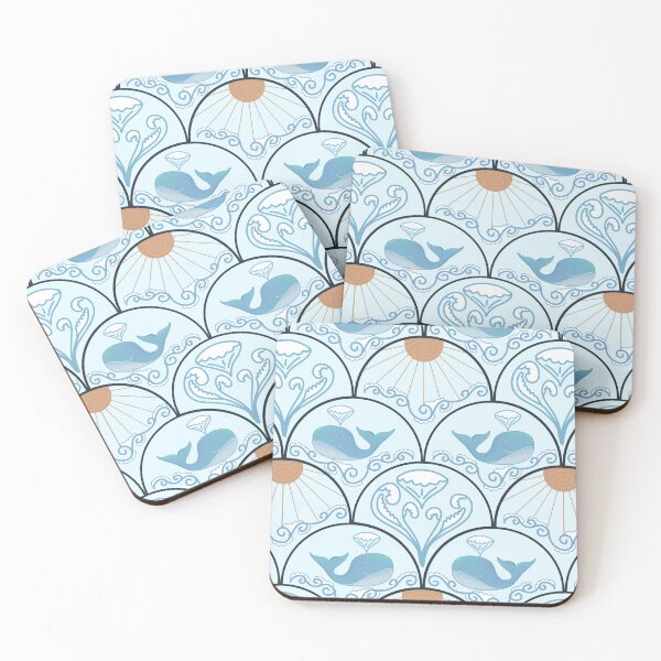 Item preview, Happy Whale Scalloped Repeating Pattern  designed and sold by HydrangeaDelMar.