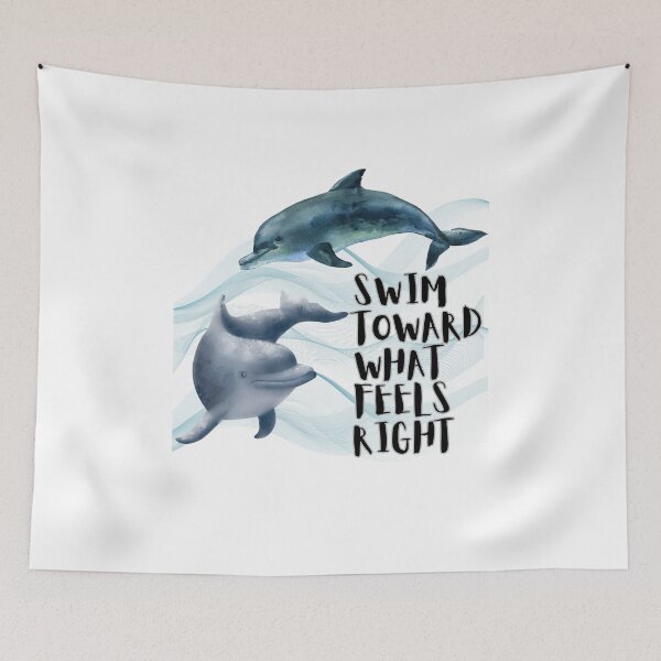 Item preview, Swim Toward What Feels Right – Two Dolphins Blue Wave Design designed and sold by UUniqueIImprint.