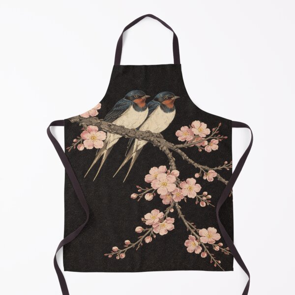 Item preview, Twin Swallows on Cherry — Black Sky Kachō-e designed and sold by Planthem.