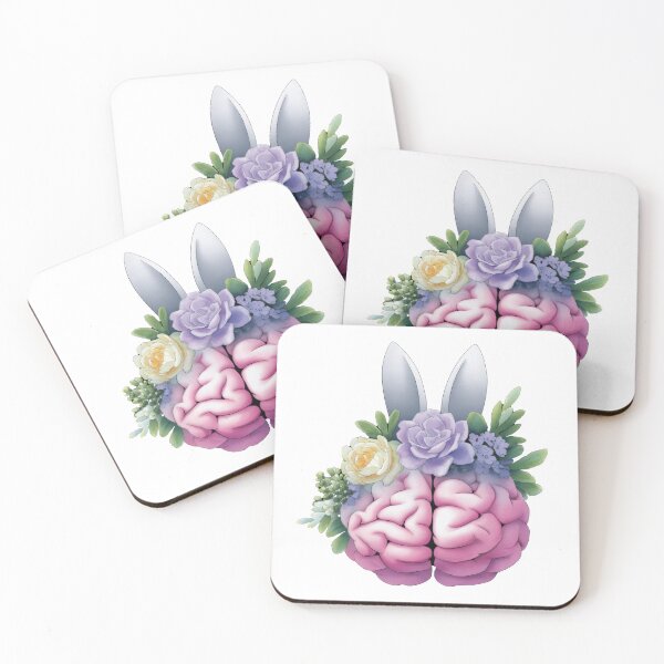 Item preview, Floral brain with bunny ears cute surreal art designed and sold by olenapetol.