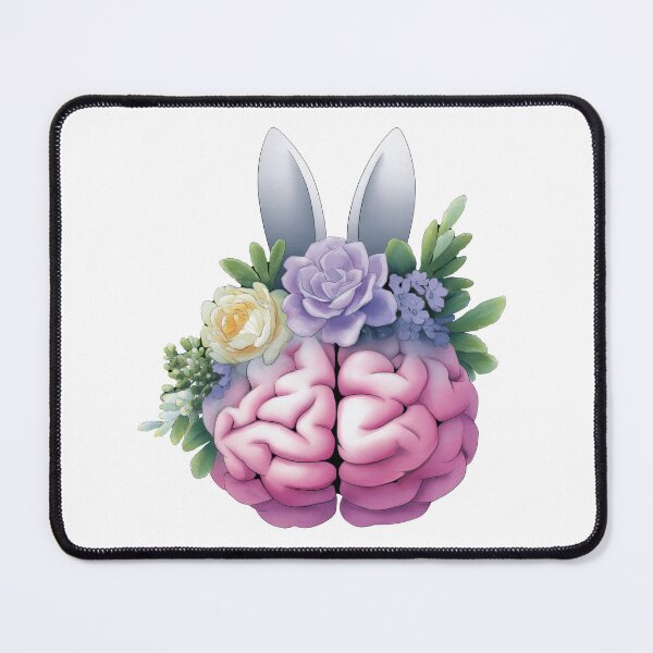 Item preview, Floral brain with bunny ears cute surreal art designed and sold by olenapetol.