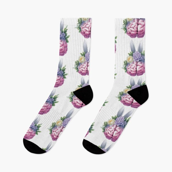 Item preview, Floral brain with bunny ears cute surreal art designed and sold by olenapetol.