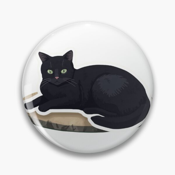 Artikelvorschau, Elegante schwarze Katze ruht auf Holzscheibe entworfen und verkauft von racheli147.