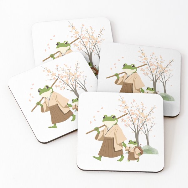 Item preview, Frog & Toad Samurai Frogs Walking in Spring Cherry Blossoms designed and sold by SOUFIANE1991.