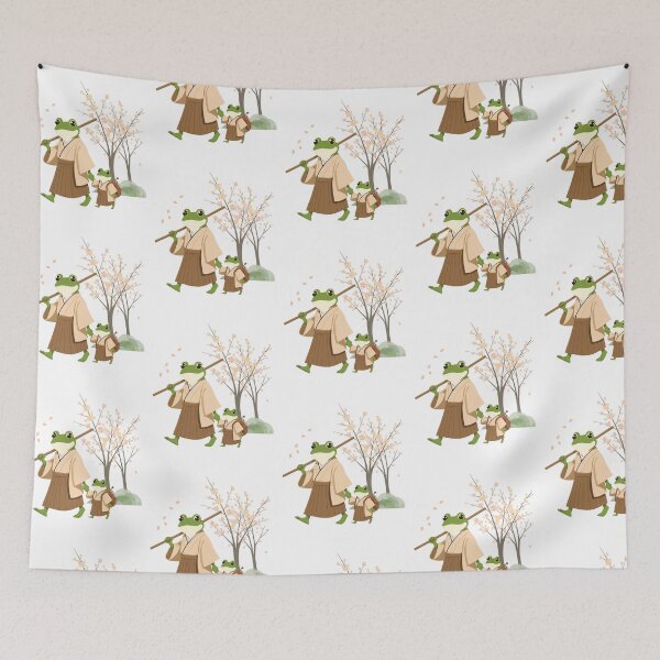 Item preview, Frog & Toad Samurai Frogs Walking in Spring Cherry Blossoms designed and sold by SOUFIANE1991.
