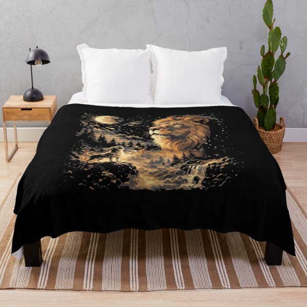 Item preview, Wild Spirit Lion - Celestial Forest and Wolf Double Exposure designed and sold by Evaevonechi.