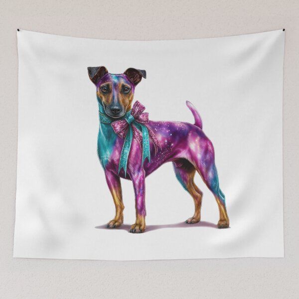 Item preview, Fantasy terrier dog with bow colorful art designed and sold by olenapetol.