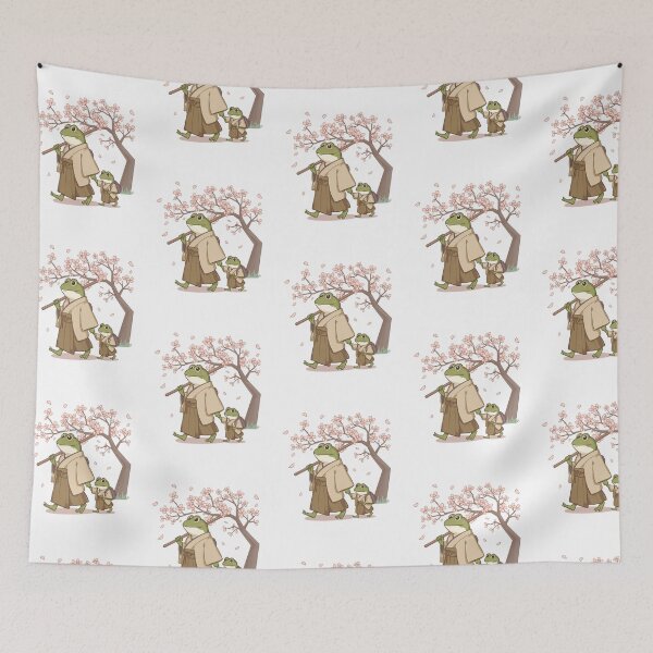 Item preview, Frog & Toad Samurai Frogs Walking in Spring Cherry Blossoms designed and sold by SOUFIANE1991.
