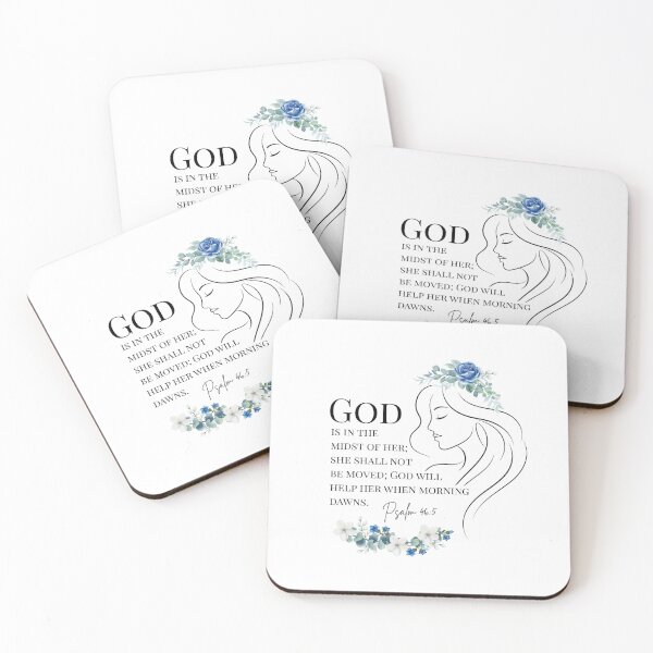Item preview, God Is Within Her Psalm 46:5 ESV Floral Art in Blue designed and sold by FruitfullyC.