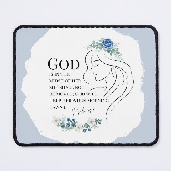 Item preview, God Is Within Her Psalm 46:5 ESV Floral Art in Blue designed and sold by FruitfullyC.