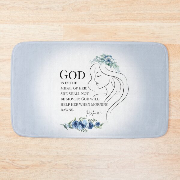 Item preview, God Is Within Her Psalm 46:5 ESV Floral Art in Blue designed and sold by FruitfullyC.