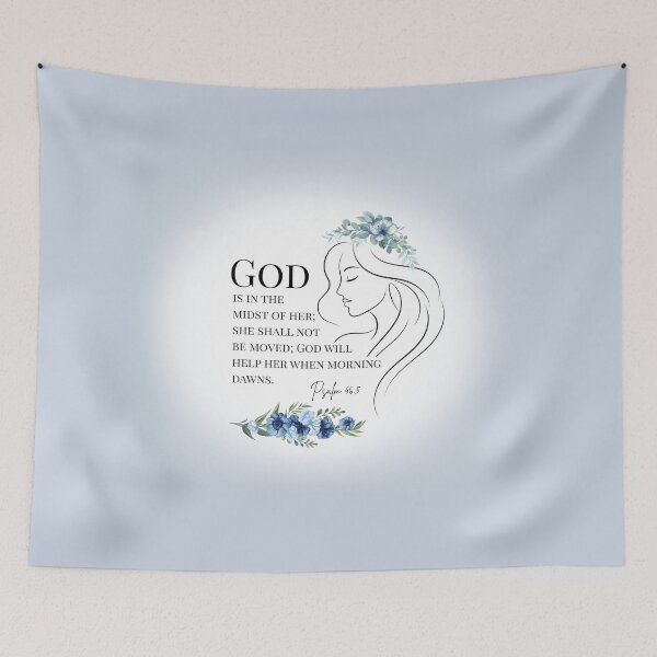 Item preview, God Is Within Her Psalm 46:5 ESV Floral Art in Blue designed and sold by FruitfullyC.