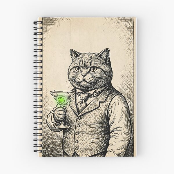 Item preview, Vintage Gentleman Cat Drinking Martini Illustration designed and sold by OneLineBar.