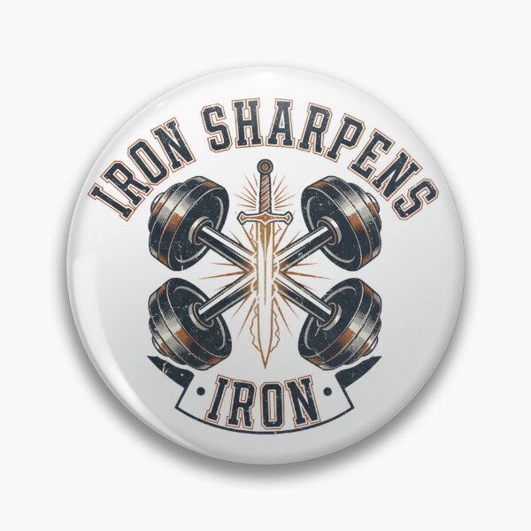 Item preview, Iron Sharpens Iron Vintage Gym Motivation Quote Fitness Weightlifting Bodybuilding Training Sword Dumbbell Retro Design designed and sold by Tosha Collective.