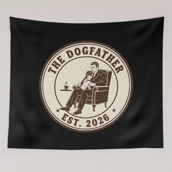 Item preview, Funny Vintage The Dogfather 2026 Pet Badge designed and sold by Silent Watch Threads..
