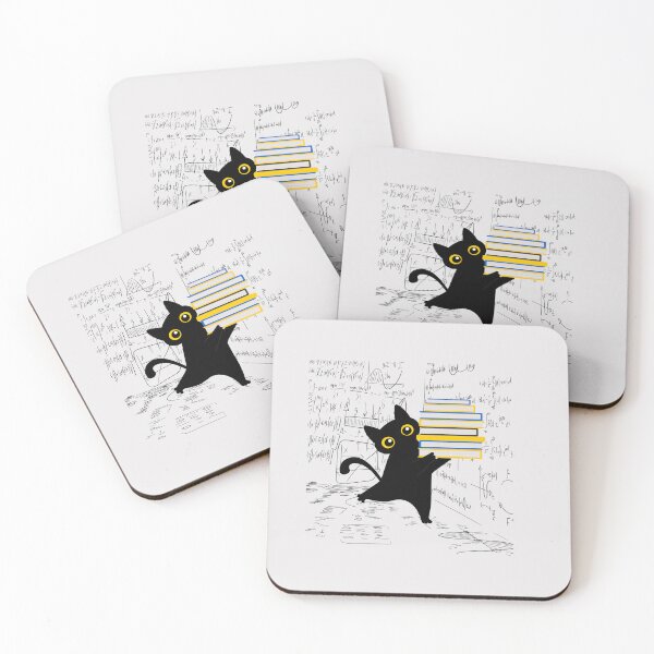Item preview, Cute Black Cat with Books Math Cartoon Illustration designed and sold by ChathuStrokes.