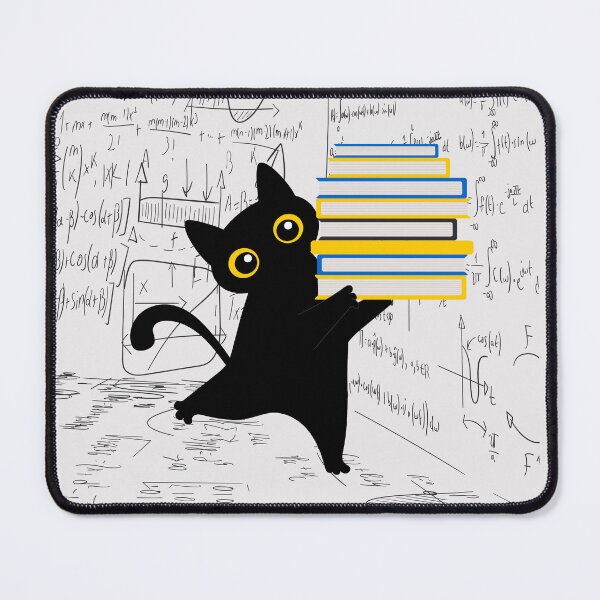 Item preview, Cute Black Cat with Books Math Cartoon Illustration designed and sold by ChathuStrokes.