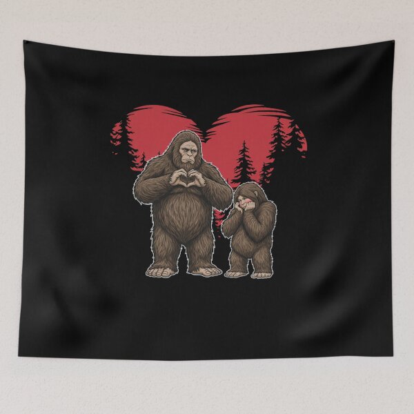 Item preview, Bigfoot Love Heart - Cute Sasquatch Couple Forest Valentine designed and sold by Evaevonechi.