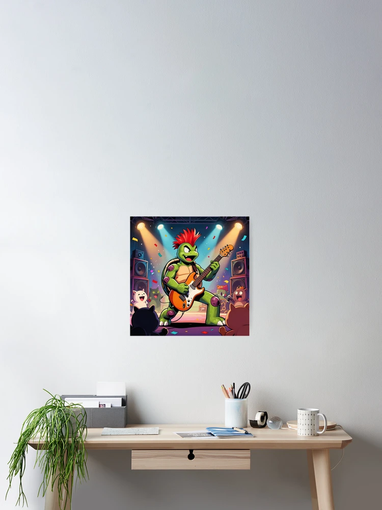 Thumbnail 2 of 3, Poster, Turtle Rockstar Riot designed and sold by KonTagDesign.
