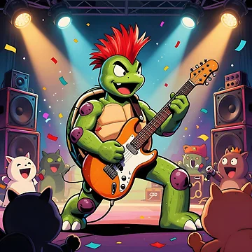 Artwork thumbnail, Turtle Rockstar Riot by KonTagDesign