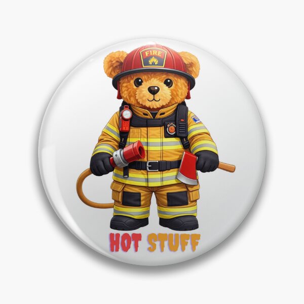 Item preview, Cute Firefighter Teddy Bear in Gear with Hose and Axe - First Responder Gift designed and sold by CuteBear87.