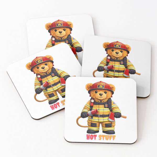 Item preview, Cute Firefighter Teddy Bear in Gear with Hose and Axe - First Responder Gift designed and sold by CuteBear87.