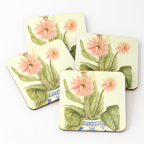 Item preview, Pink Gerbera Daisies in Vase Watercolor designed and sold by ajoann.