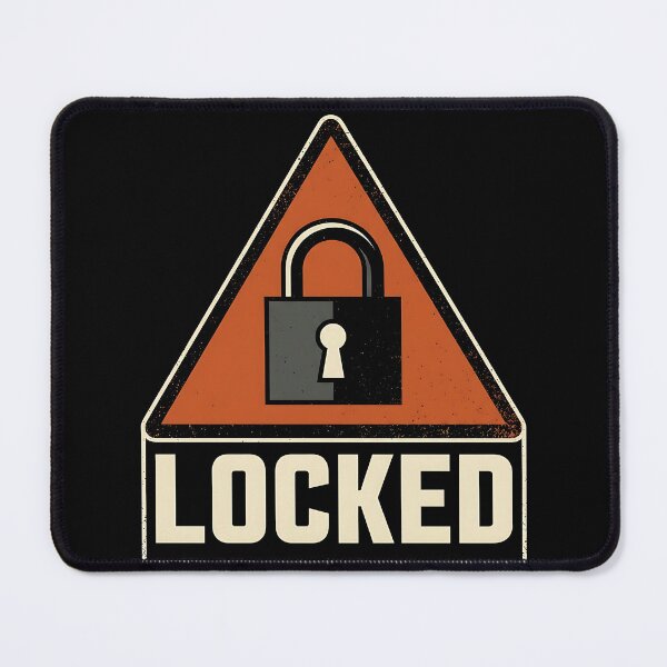 Item preview, Vintage Industrial "LOCKED" Warning Triangle Art designed and sold by Mora Atelier Designs.