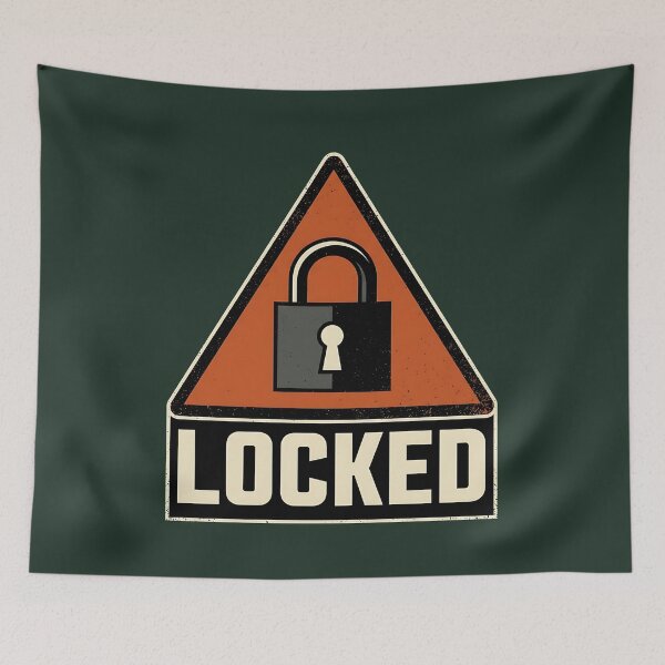 Item preview, Vintage Industrial "LOCKED" Warning Triangle Art designed and sold by Mora Atelier Designs.