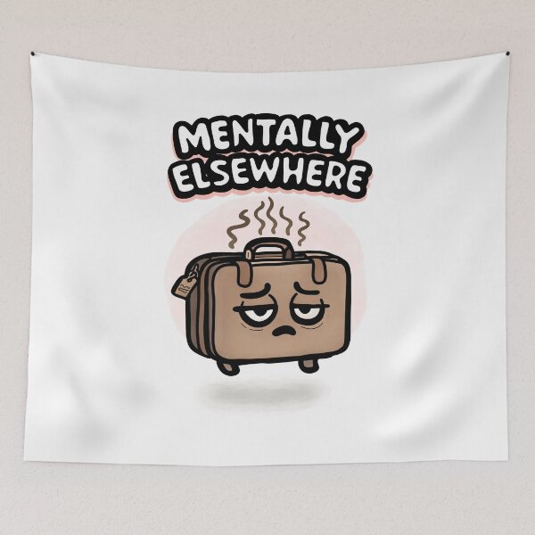 Item preview, Mentally Elsewhere – Funny Burnout Travel Mood Illustration designed and sold by VirtualLexi.