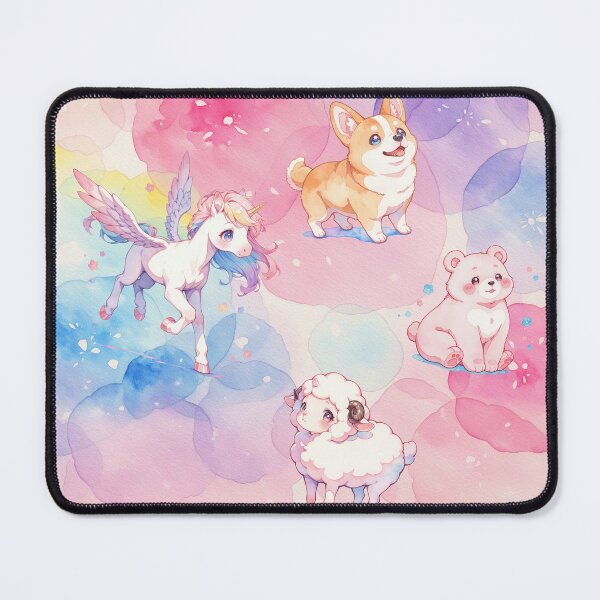 Item preview, Watercolor Animal Friends Corgi, Pegasus, Bear and Sheep with Pastel Blooms designed and sold by Jagamusubi.