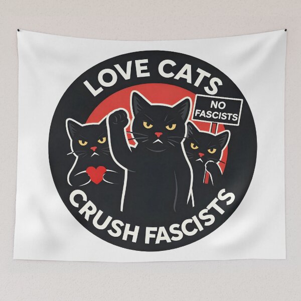 Item preview, Love Cats, Crush Fascists • Anti Fascism Circle Sticker • Cute but Fierce designed and sold by WAUZ.