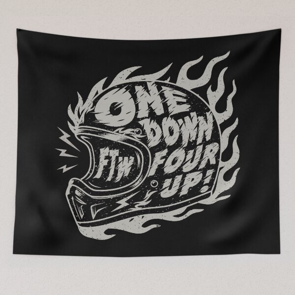 Item preview, ONE DOWN FOUR UP! Vintage Biker Helmet Flames designed and sold by kosongxlima.