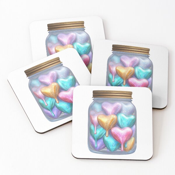 Item preview, Iridescent hearts in glass jar fantasy art designed and sold by olenapetol.