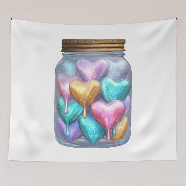 Item preview, Iridescent hearts in glass jar fantasy art designed and sold by olenapetol.