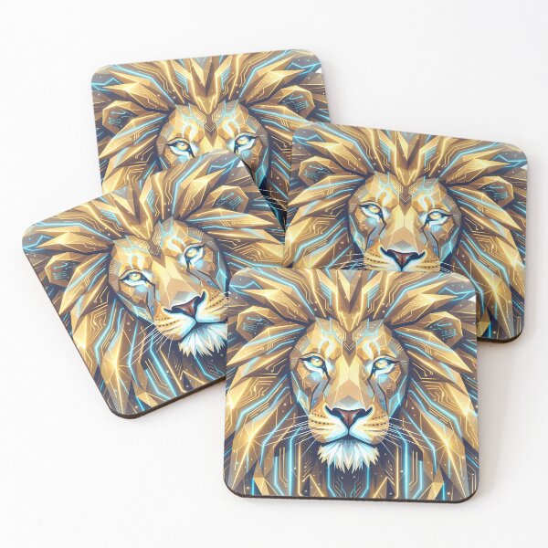 Item preview, Cyberpunk Lion - Geometric Neon King Design designed and sold by Neon Nature Studio.