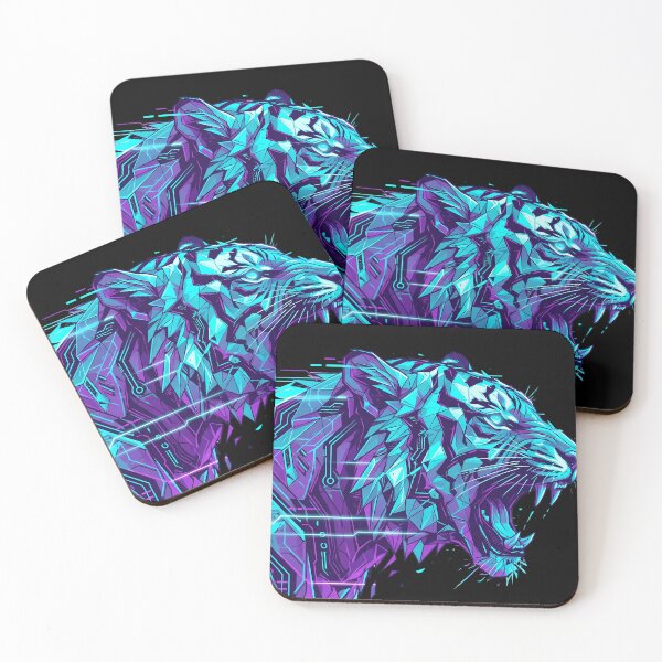 Item preview, Cyberpunk Tiger - Geometric Neon Big Cat Design designed and sold by Neon Nature Studio.
