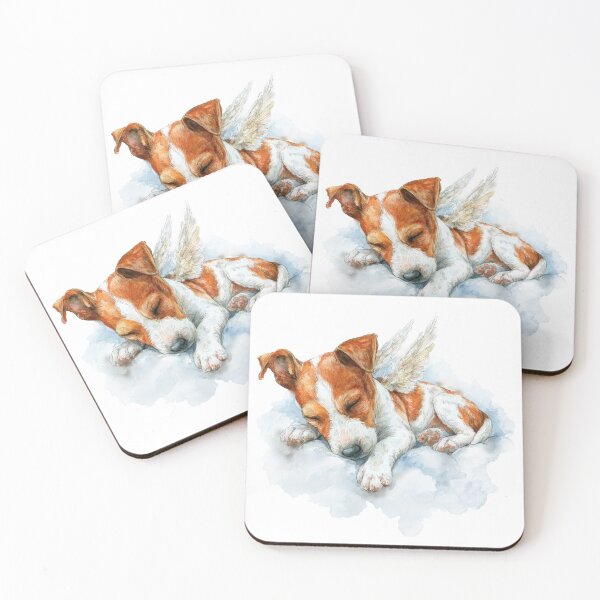 Item preview, Sleeping puppy angel watercolor illustration designed and sold by olenapetol.