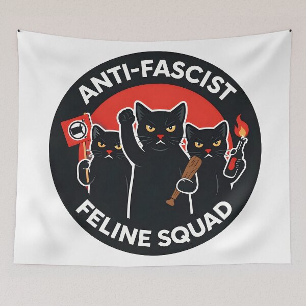 Item preview, Anti-Fascist Feline Squad • Circle Sticker • Protest Cat Design designed and sold by WAUZ.
