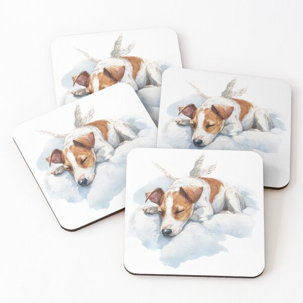 Item preview, Cute angel puppy sleeping watercolor art designed and sold by olenapetol.