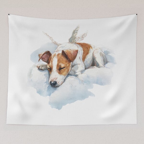 Item preview, Cute angel puppy sleeping watercolor art designed and sold by olenapetol.