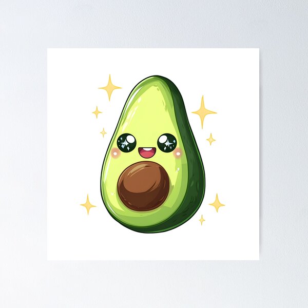 Artikelvorschau, Kawaii Avocado – Niedliche Cartoon-Lebensmittelillustration entworfen und verkauft von CuteSquadStudio.