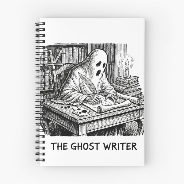 Item preview, The Ghost Writer - Vintage Woodcut Funny Author Pun designed and sold by The Arcane Archives.