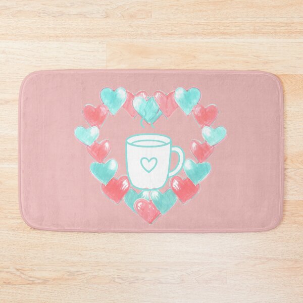 Item preview, Coffee Valentine, Hand-drawn Pink and Blue Hearts Wreath with Simple Coffee Mug and Heart designed and sold by Uplifting Vib'n Design and Decor .