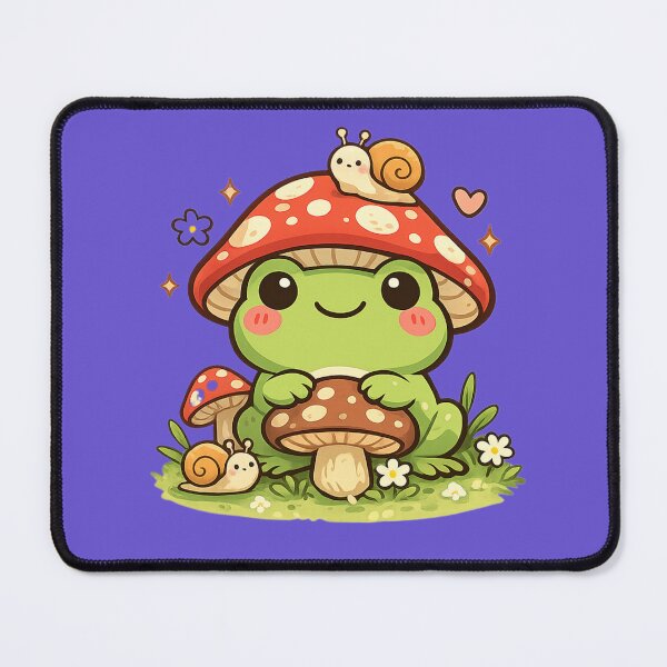 Item preview, Frog under a mushroom hat with his snail friends designed and sold by FroggyOnly.