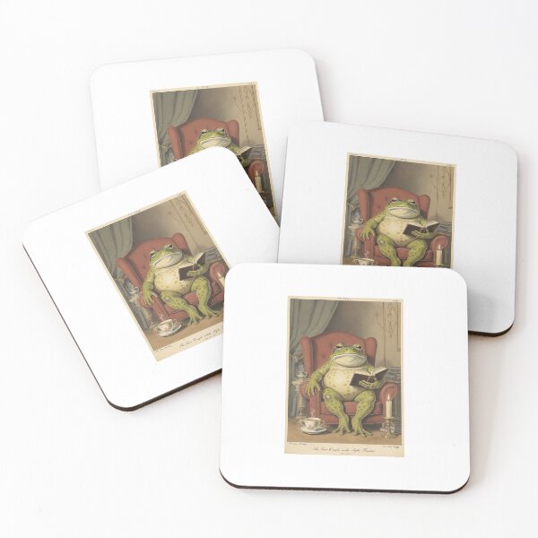 Item preview, Reading Frog Vintage Print Art / Cottagecore Frog Study Illustration designed and sold by PictorialWhimsy.