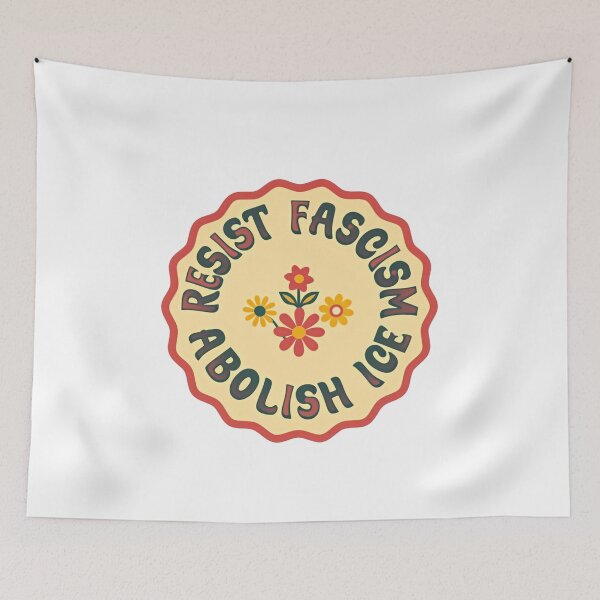 Item preview, Resist Fascism Abolish ICE Floral Badge Statement designed and sold by SkeletonsDanger.